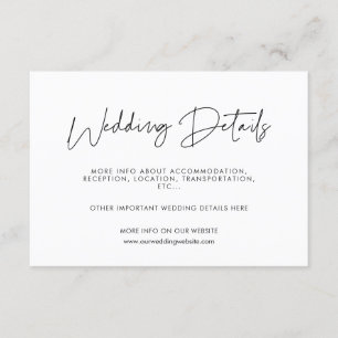 Modern minimalist wedding details card