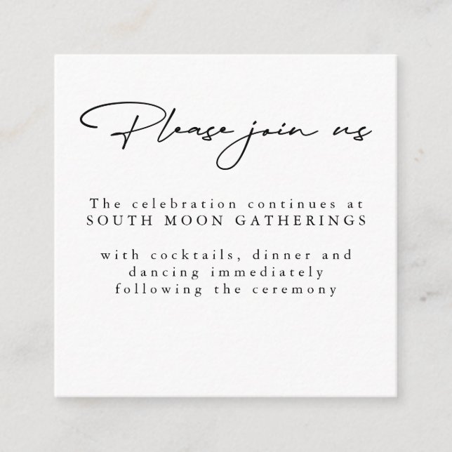 Modern Minimalist Wedding Details Cards (Front)