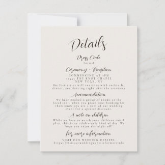 Modern Minimalist Wedding Details Enclosure Card