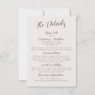 Modern Minimalist Wedding Details Enclosure Card