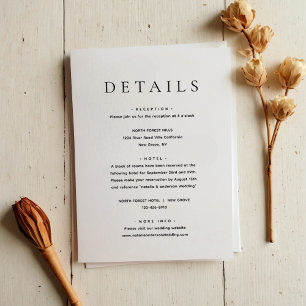 Modern Minimalist Wedding Details Enclosure Card