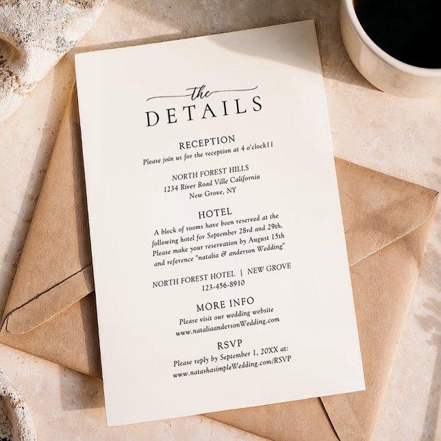 Modern Minimalist Wedding Details Enclosure Card (Creator Uploaded)