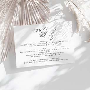 Modern Minimalist Wedding Details Enclosure Card