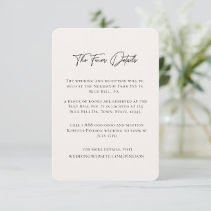 Modern Minimalist Wedding Details Enclosure Card