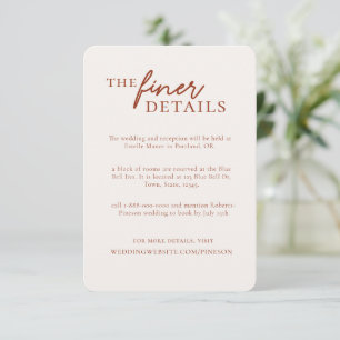 Modern Minimalist Wedding Details Enclosure Card
