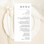 Modern Minimalist Wedding Dinner Menu<br><div class="desc">This Modern Minimalist wedding dinner menu is perfect for your classy boho wedding. Its simple, unique abstract design accompanied by a contemporary minimal script and a white and black colour palette gives this product a feel of elegant formal luxury while staying simplistic, chic bohemian. Keep it as is, or choose...</div>