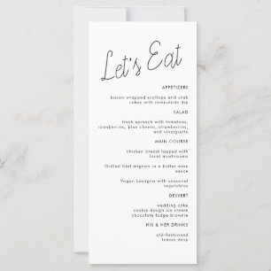 Modern Minimalist Wedding Dinner Menu