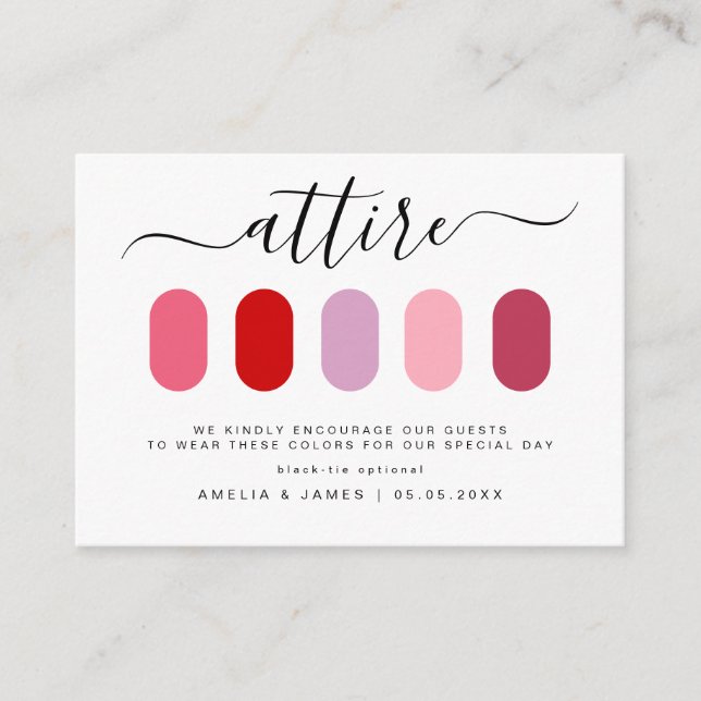 Modern Minimalist Wedding Dress Code Guest Attire Enclosure Card (Front)
