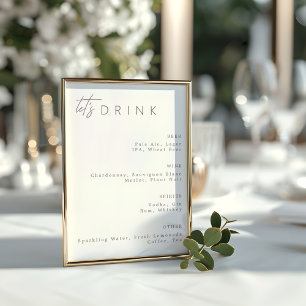Modern Minimalist Wedding Drink Menu  Poster