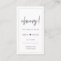 Modern Minimalist wedding drink ticket