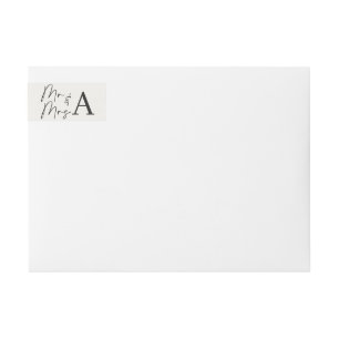 Modern Minimalist Wedding Elegant Black & White Wrap Around Label