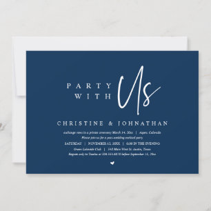 Modern Minimalist Wedding Elopement, Party with us Invitation