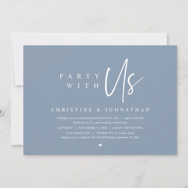 Modern Minimalist Wedding Elopement, Party with us Invitation (Front)