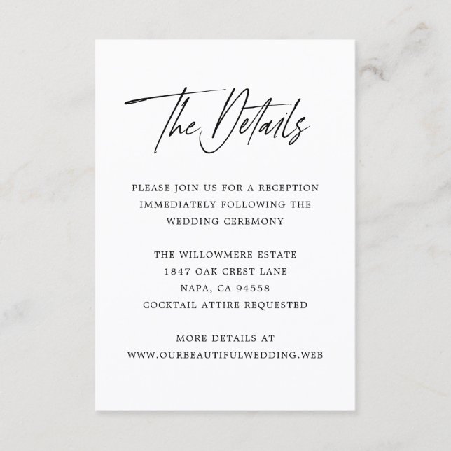 Modern Minimalist Wedding Enclosure Card (Front)