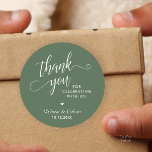 Modern Minimalist Wedding Favor Gifts Thank You Classic Round Sticker