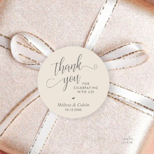 Modern Minimalist Wedding Favor Gifts Thank You Classic Round Sticker