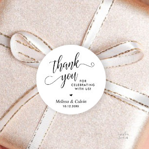 Modern Minimalist Wedding Favour Gifts Thank You Classic Round Sticker
