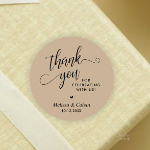 Modern Minimalist Wedding Favour Gifts Thank You Classic Round Sticker
