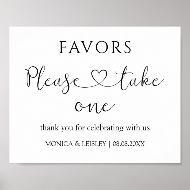 Modern Minimalist Wedding Favour Sign (Front)
