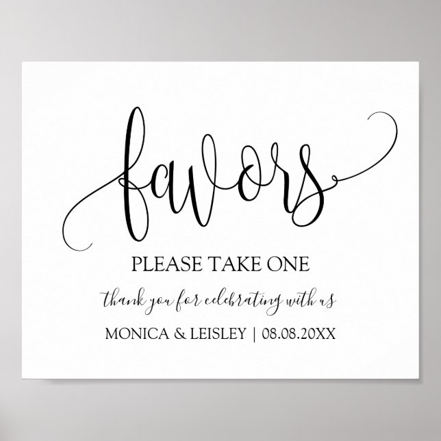 Modern Minimalist Wedding Favour Sign (Front)