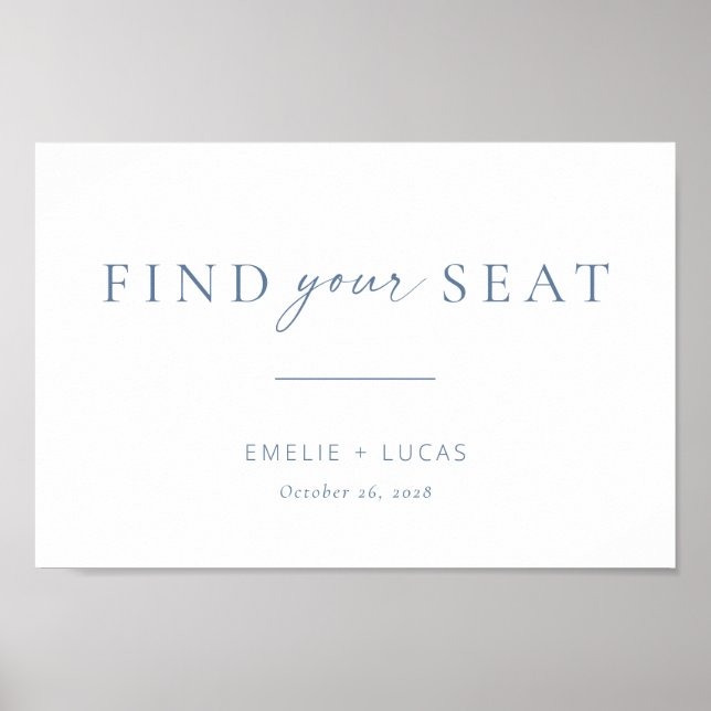 Modern Minimalist Wedding Find Your Seat Sign (Front)