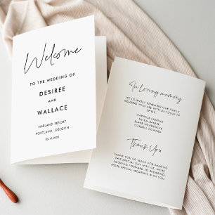 Modern minimalist wedding folded program programme