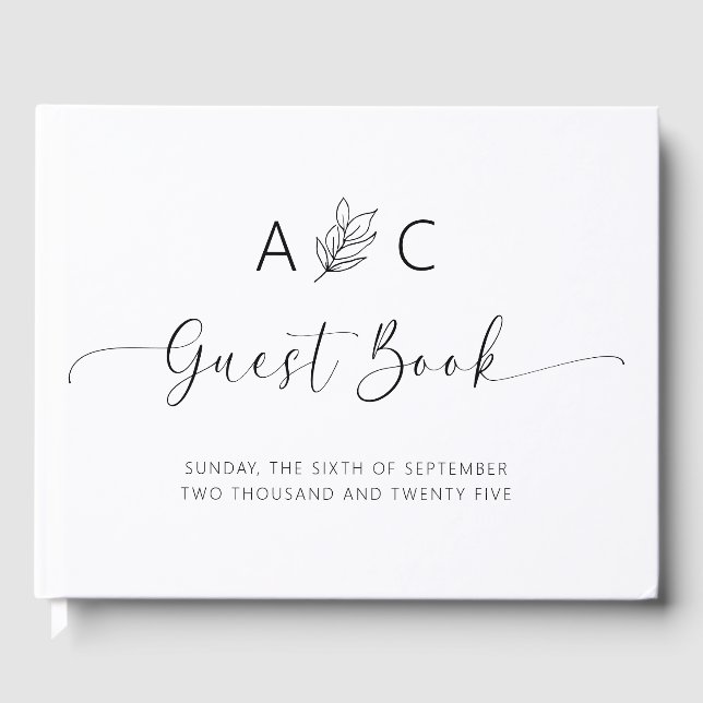 Modern Minimalist Wedding Guest Book (Front)