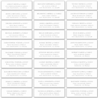 Modern Minimalist Wedding Guest Names Address