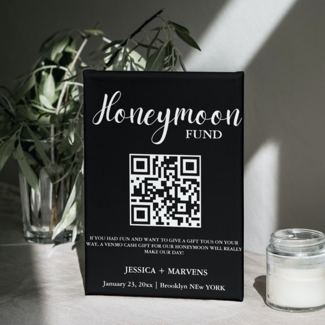 Modern Minimalist  wedding honeymoon fund QR code  Poster (Creator Uploaded)
