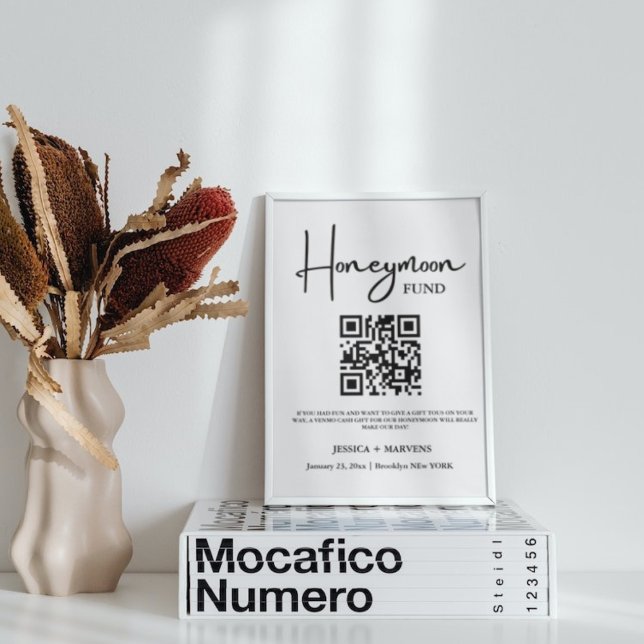 Modern Minimalist  wedding honeymoon fund QR code  Poster (Creator Uploaded)