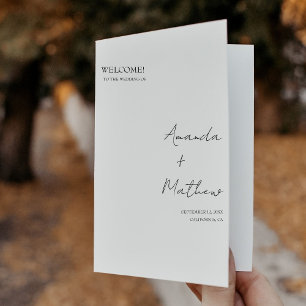 Modern Minimalist Wedding Infographic Program Tri-Fold Invitation