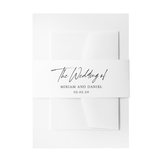 Modern Minimalist Wedding Invitation Belly Band (Front Example)
