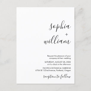 Modern Minimalist Wedding Invitation Postcard