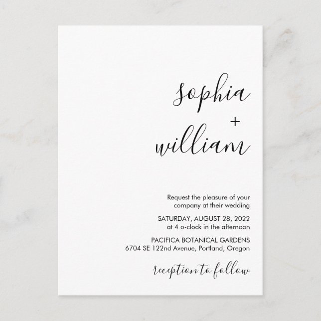 Modern Minimalist Wedding Invitation Postcard (Front)