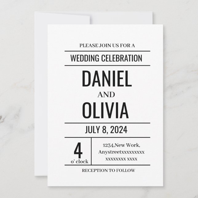 Modern Minimalist Wedding Invitations (Front)