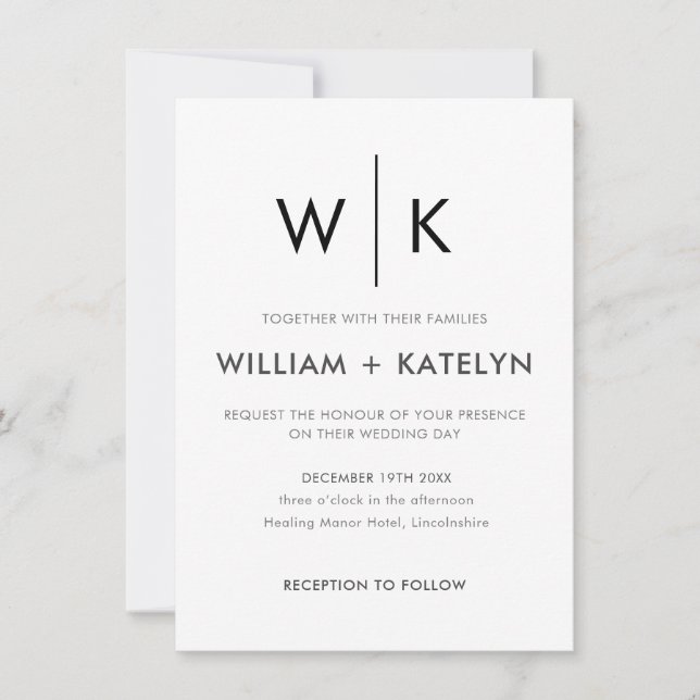 Modern Minimalist Wedding Invitations  (Front)