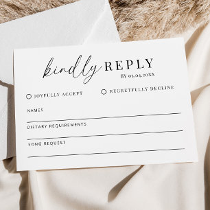 Modern Minimalist Wedding Kindly Reply RSVP Card
