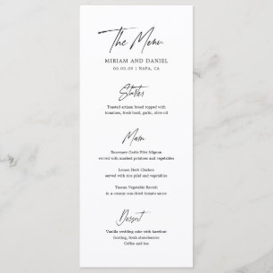 Modern Minimalist Wedding Menu