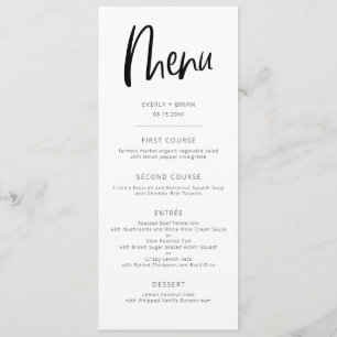 Modern Minimalist Wedding Menu