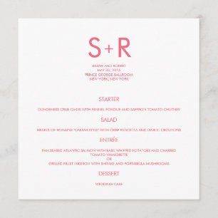 Modern Minimalist Wedding Menu Card