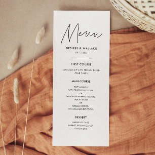 Modern minimalist wedding menu card