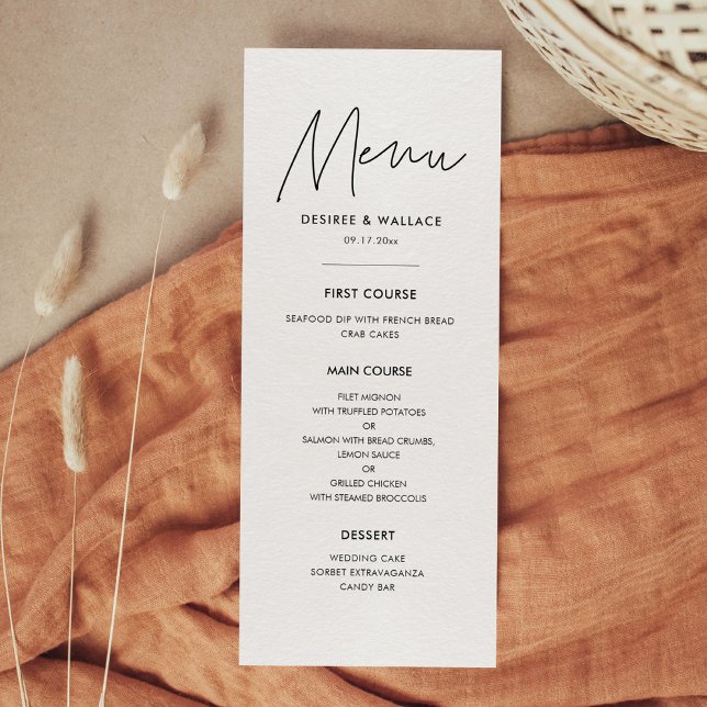 Modern minimalist wedding menu card (Creator Uploaded)