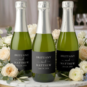 Modern Minimalist Wedding Mini Sparkling Wine Label
