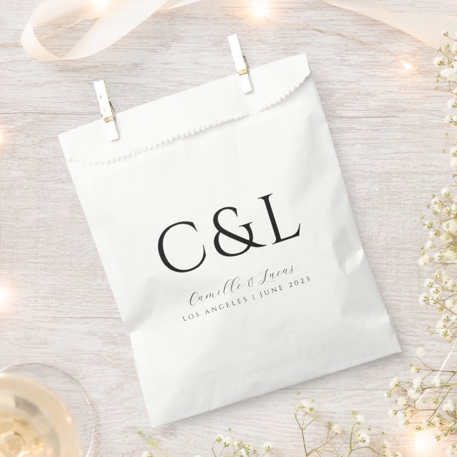 Modern Minimalist Wedding Monogram  Favour Bag (Clipped)
