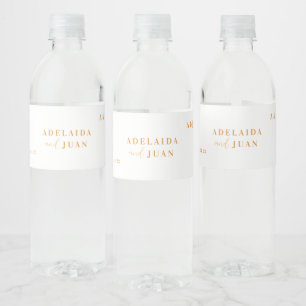 Modern Minimalist Wedding Monogram Water Bottle Label