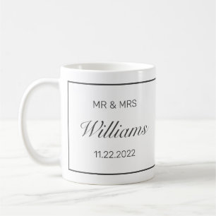 Modern Minimalist Wedding Mr Mrs Coffee Mug