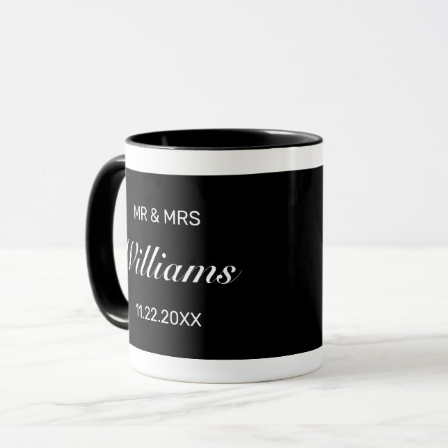 Modern Minimalist Wedding Mr Mrs Mug (Front Left)