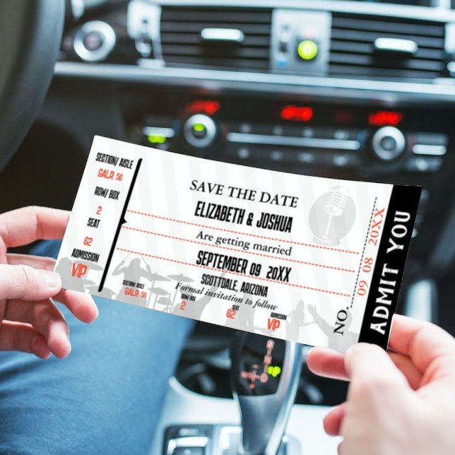  Modern Minimalist Wedding  Music Concert Ticket  Save The Date (Creator Uploaded)