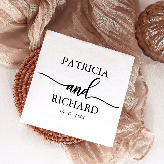 Modern Minimalist Wedding Napkins Bold Calligraphy (Creator Uploaded)