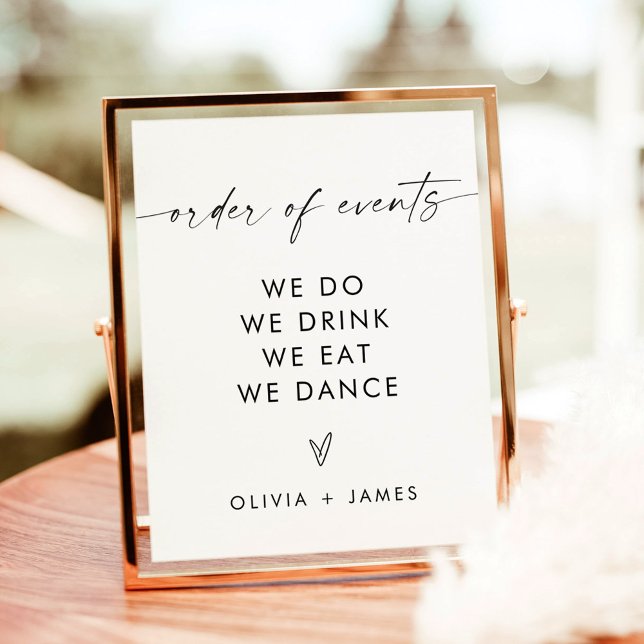 Modern Minimalist Wedding Order of Events Poster (Creator Uploaded)